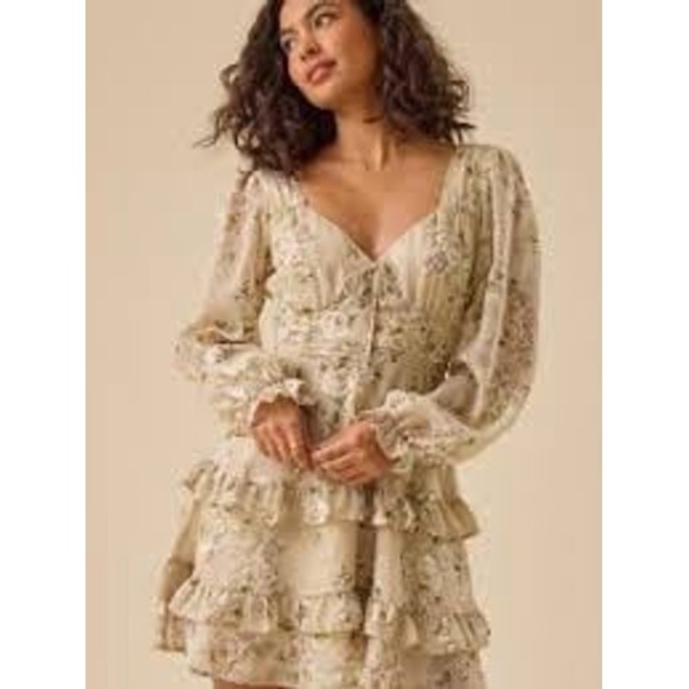 Altar'd State  Floral Mini Dress. This romantic tiered chiffon dress featur